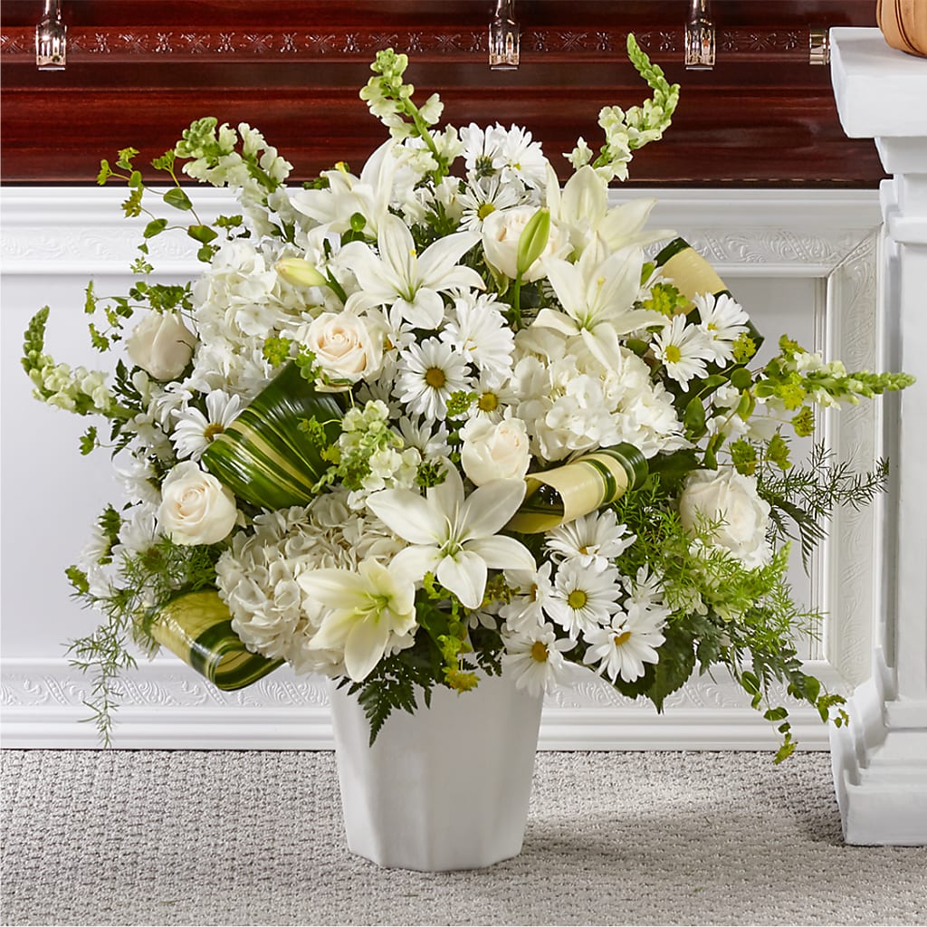 Thoughts of Tranquility Floor Basket – Willow Blooms Floral, Marlin TX