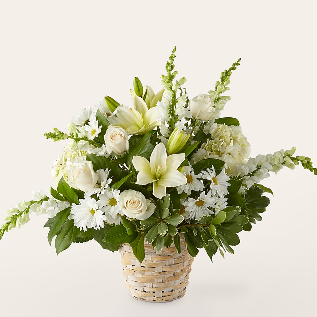 Ivory Elegance Floral Basket – Willow Blooms Floral, Marlin TX