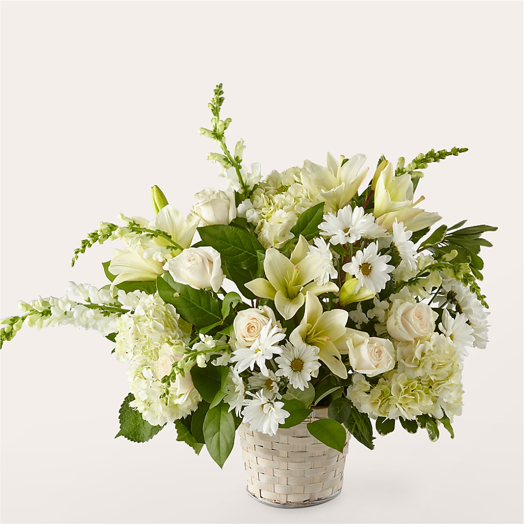Ivory Elegance Floral Basket – Willow Blooms Floral, Marlin TX