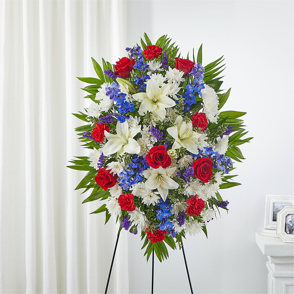 Cherished Service Standing Spray – Willow Blooms Floral, Marlin TX