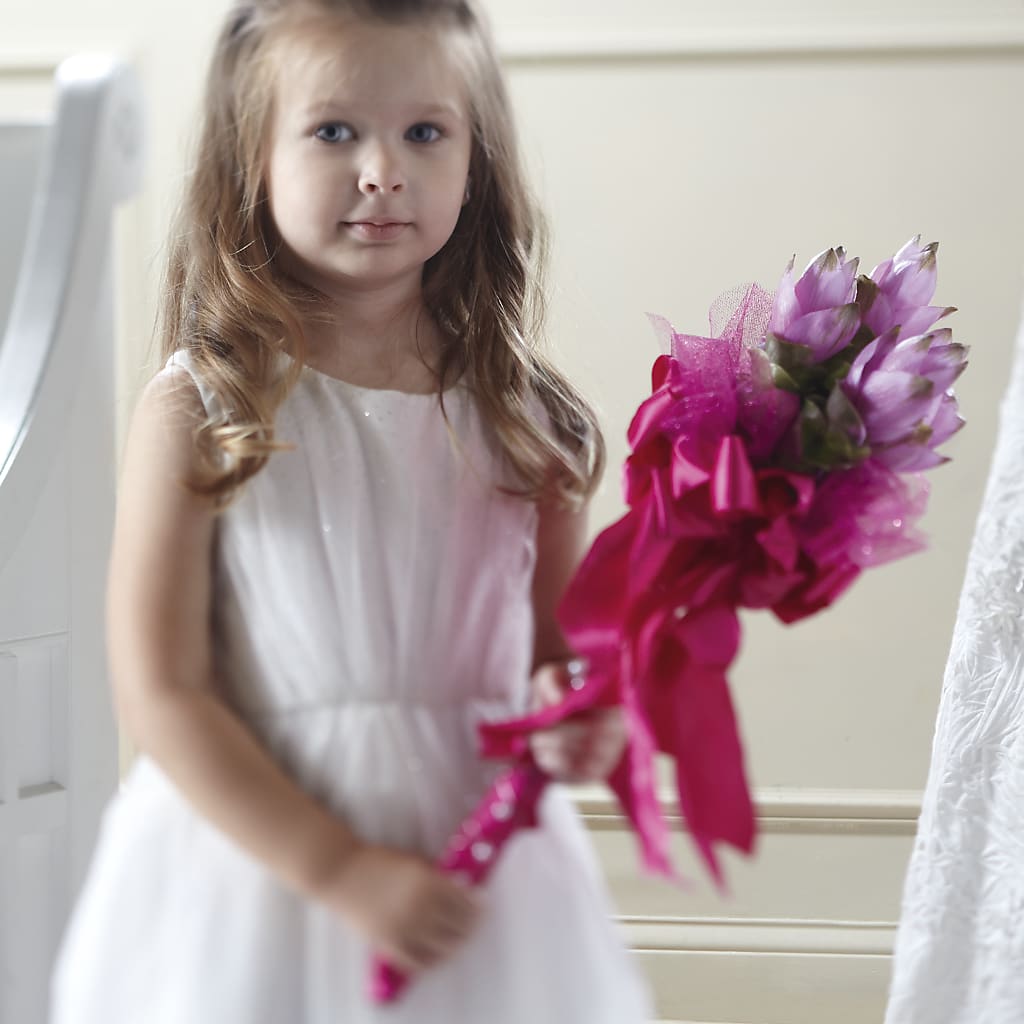 Sparkle Pink Flower Girl Bouquet – Willow Blooms Floral, Marlin TX
