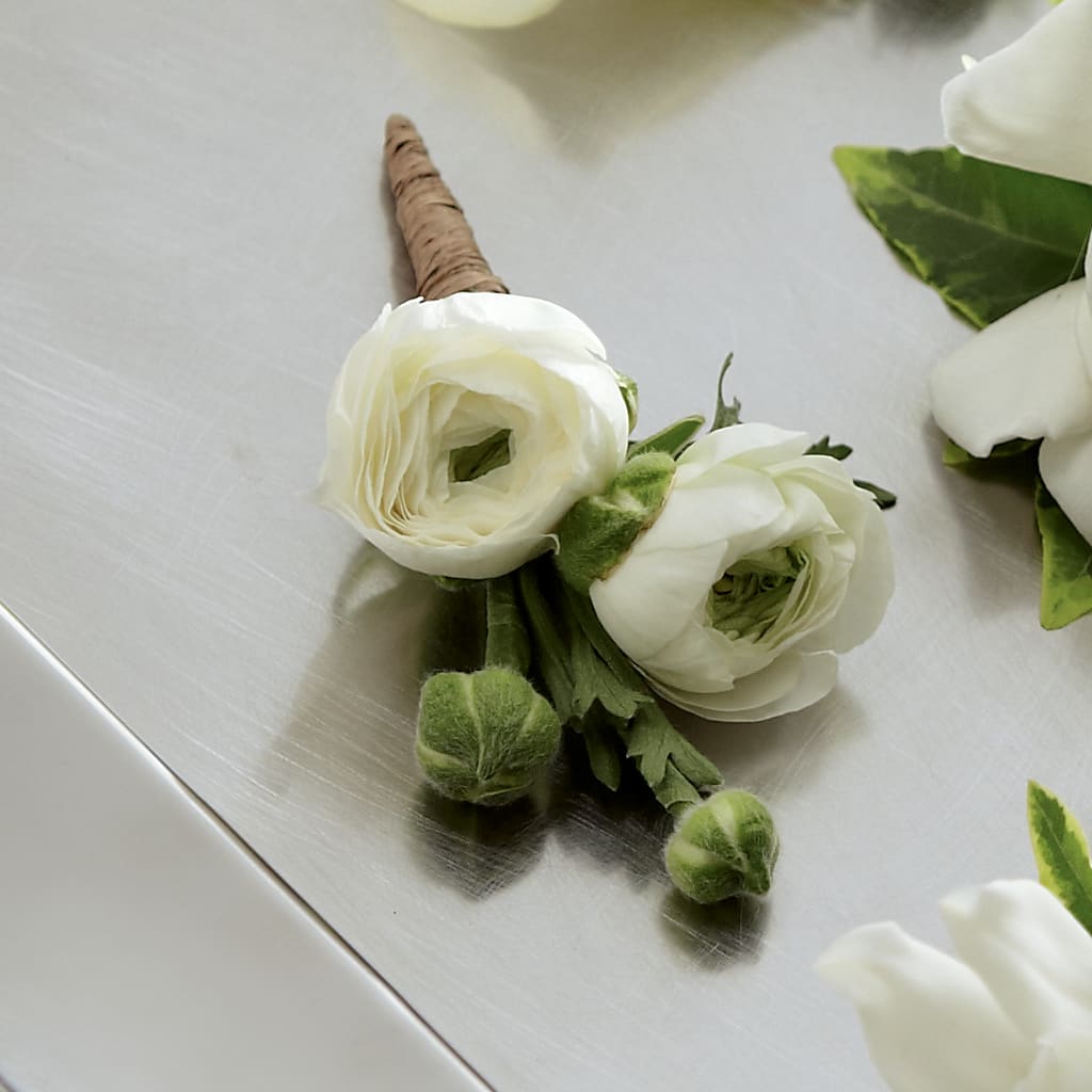 White Ranunculus Boutonniere – Willow Blooms Floral, Marlin TX