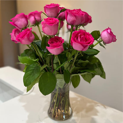 Long Stem Pink Rose Bouquet –  Willow Blooms Floral, Marlin TX