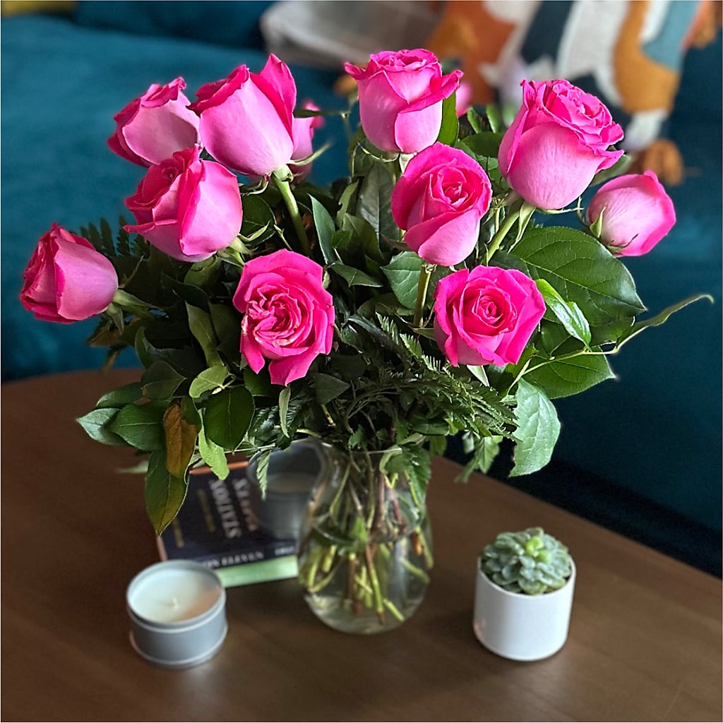 Long Stem Pink Rose Bouquet –  Willow Blooms Floral, Marlin TX