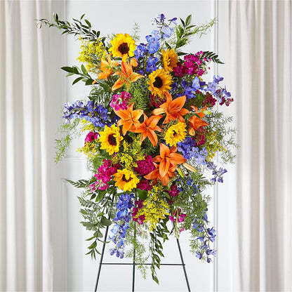 Sunlit Memories Standing Spray (Standard) –  Willow Blooms Floral, Marlin TX
