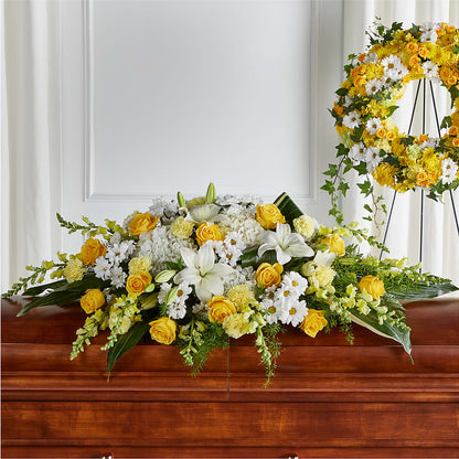 Golden Harmony Casket Spray –  Willow Blooms Floral, Marlin TX