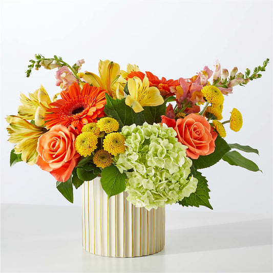 Autumn Sunshine Bouquet with Ivory Vase –  Willow Blooms Floral, Marlin TX