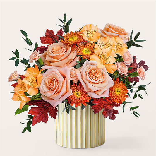 Spiced Latte Bouquet with Ivory Vase –  Willow Blooms Floral, Marlin TX