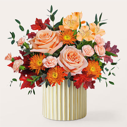 Spiced Latte Bouquet with Ivory Vase –  Willow Blooms Floral, Marlin TX