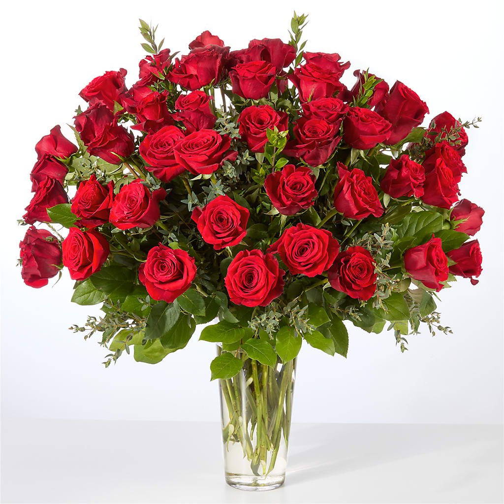 Forever Yours Fifty Stem Red Rose Bouquet –  Willow Blooms Floral, Marlin TX